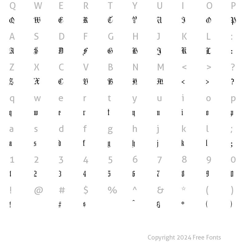 Character Map of Harrowgate Regular