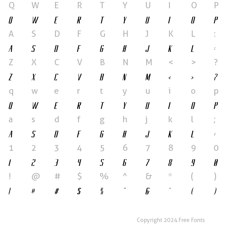 Character Map of Harsa Italic