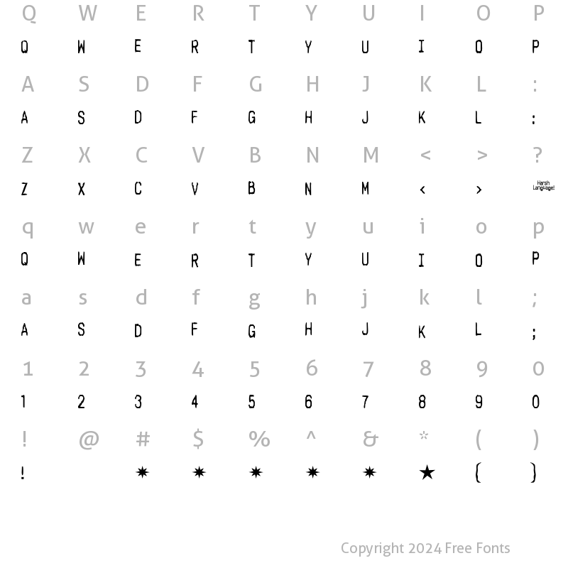 Character Map of Harsh language AC Regular