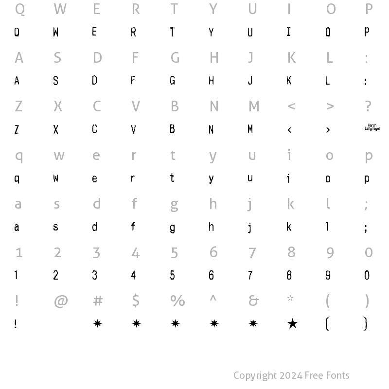 Character Map of Harsh language Regular