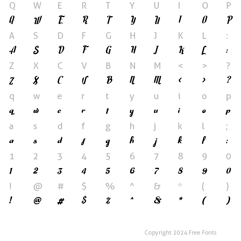 Character Map of Harson Soft Italic