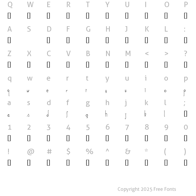 Character Map of Harumph Normal