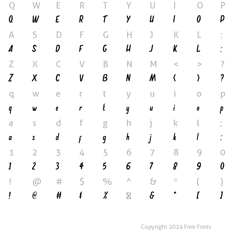 Character Map of Hashiba Regular