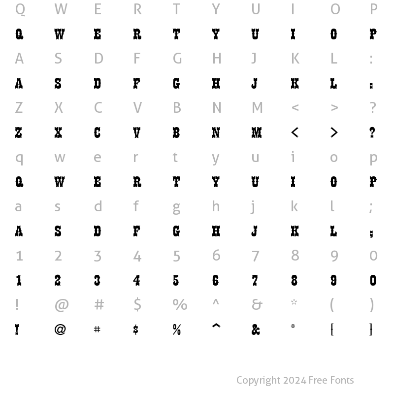 Character Map of HaslerCircus Wide Regular