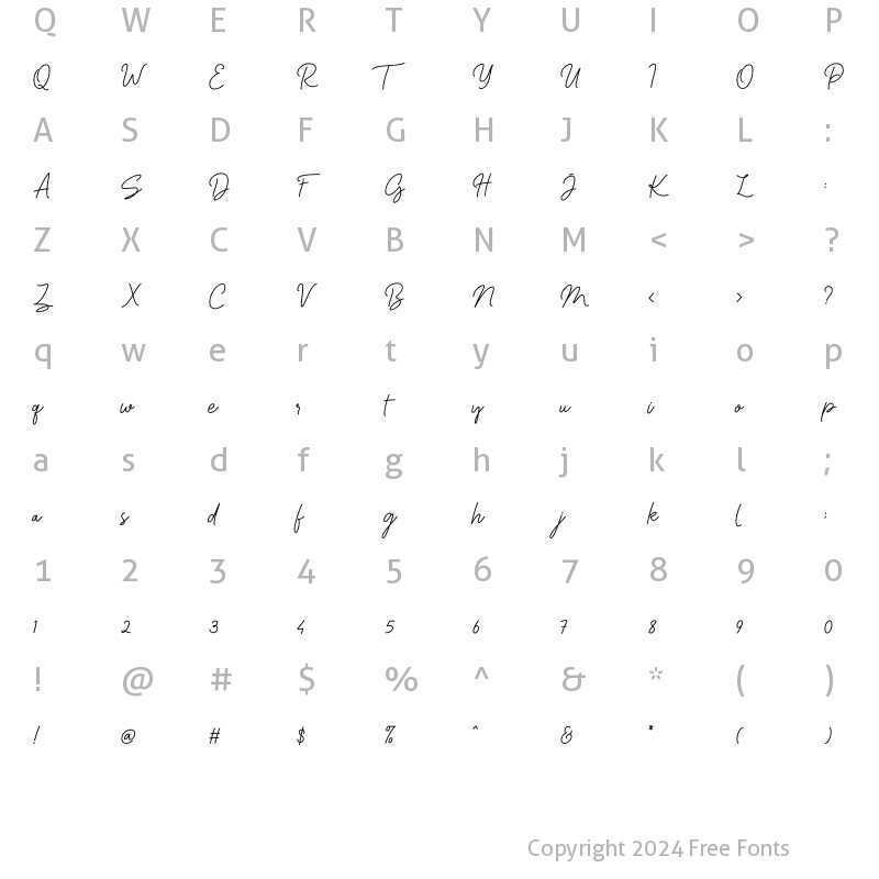 Character Map of Haslley Beautiful Regular