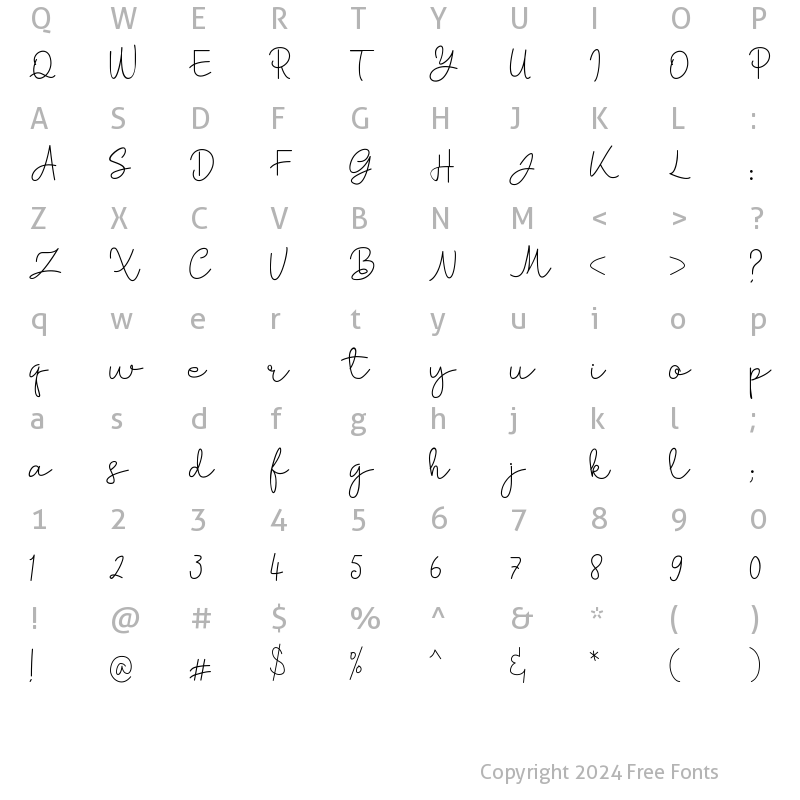 Character Map of Hasnah Regular