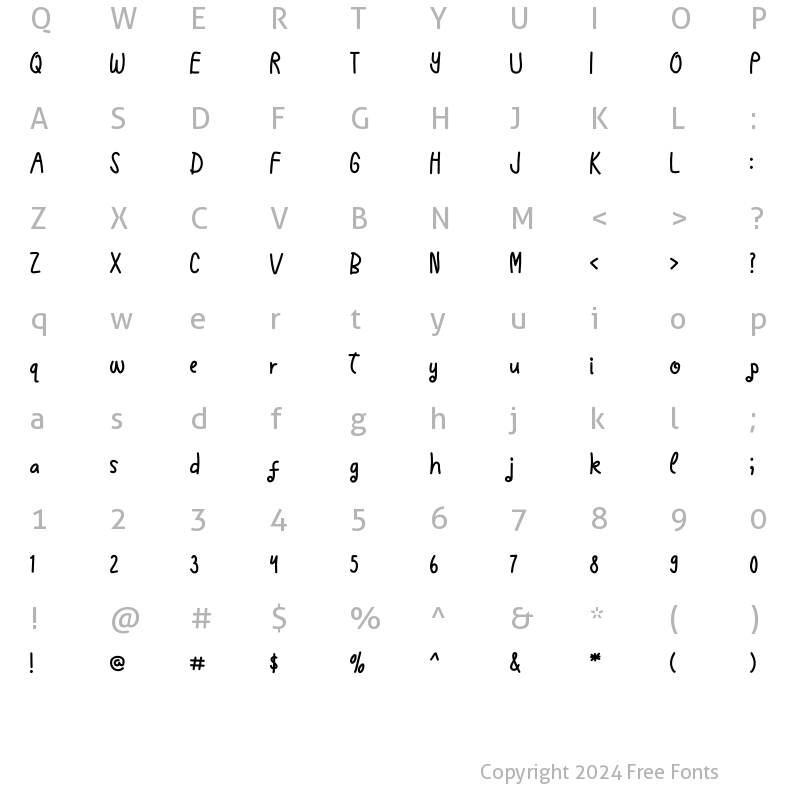 Character Map of Hastalavida Regular