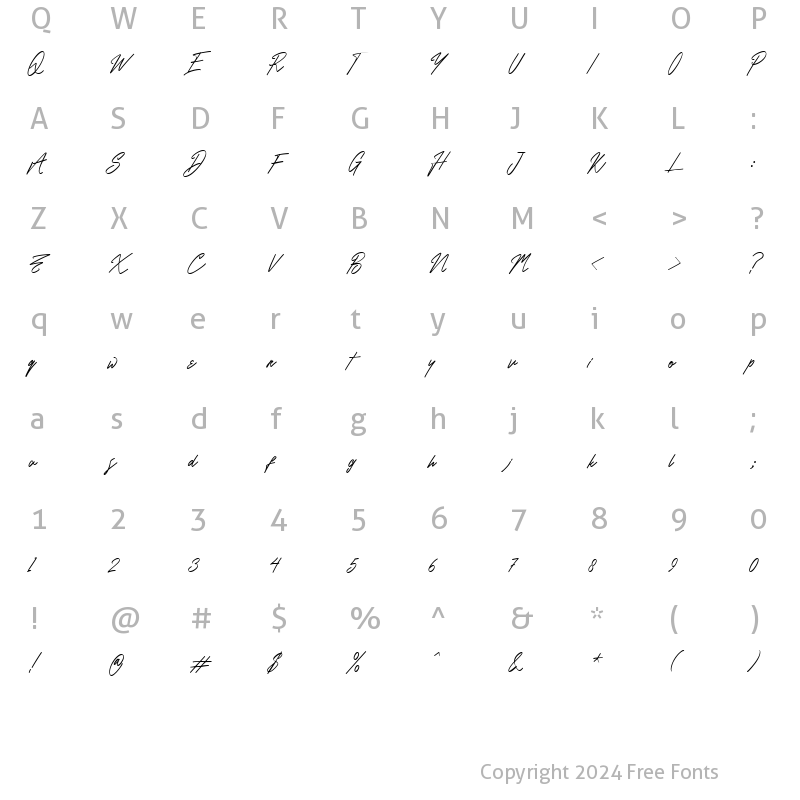 Character Map of Hastalovista alt Regular