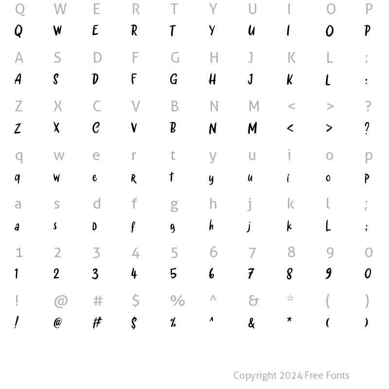 Character Map of Hastatum Regular