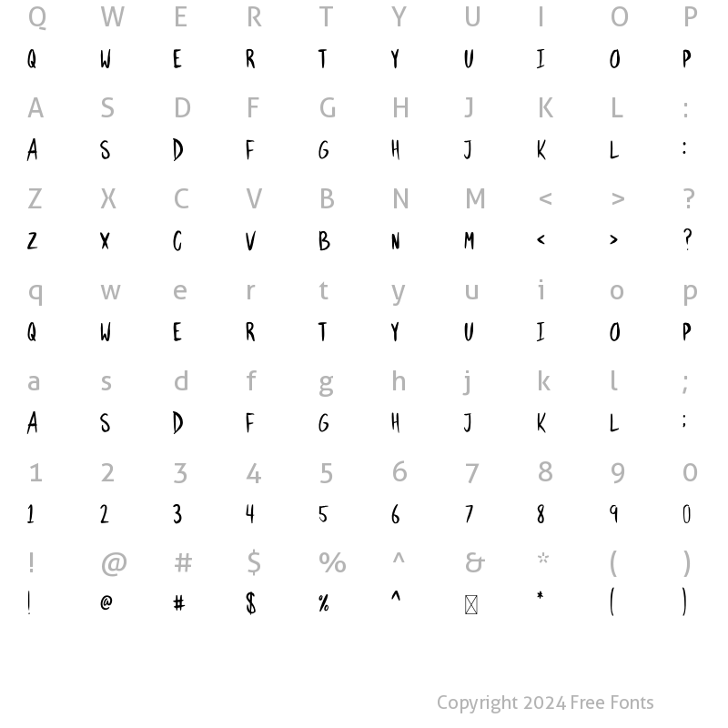 Character Map of Hasty Regular