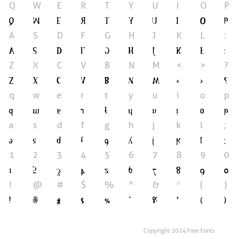 Character Map of HateNote Incensed Regular