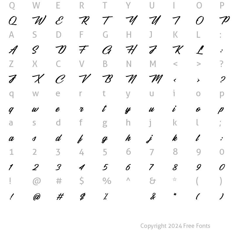 Character Map of Hatsch Script Regular