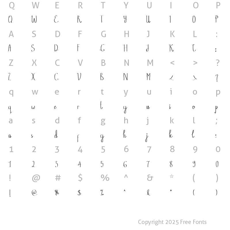 Character Map of Hatwinkle Regular