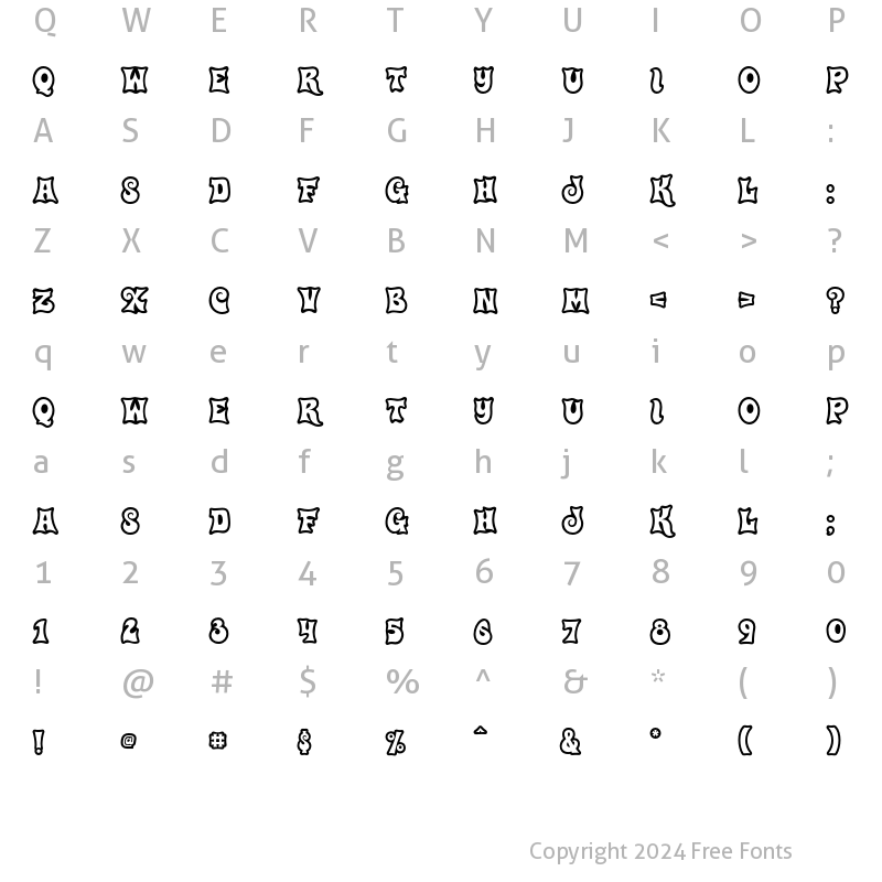 Character Map of Haulnhouse Outline Regular