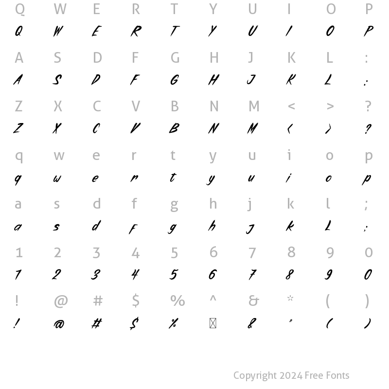 Character Map of Haunter Regular