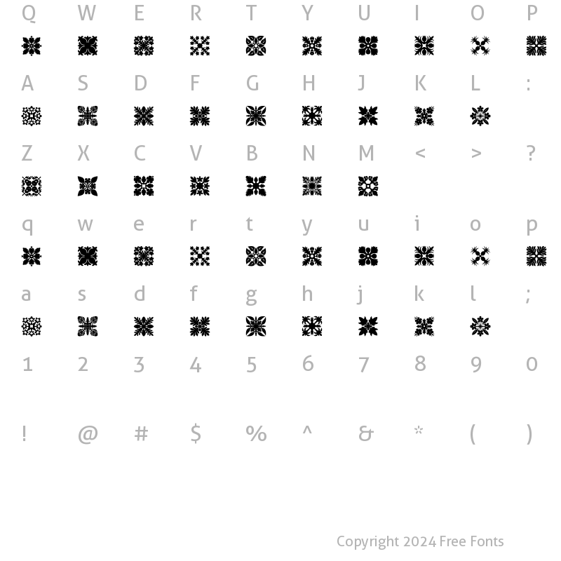 Character Map of Hawaiian Quilt1 Regular