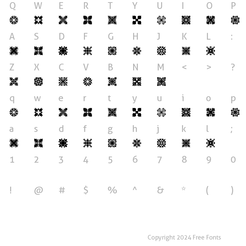 Character Map of Hawaiian Quilt2 Regular