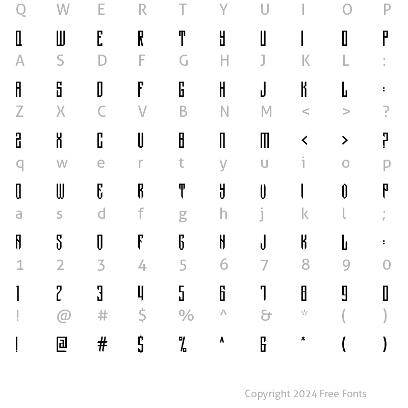 Character Map of Hawken Regular