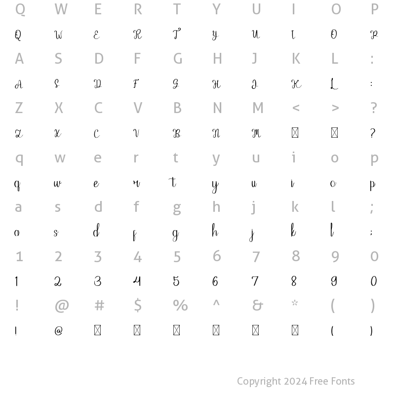 Character Map of Hayati Nature Beauty Regular