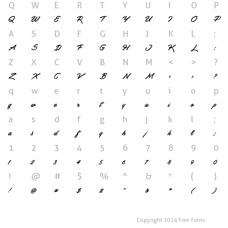 Character Map of Haydon Brush Regular