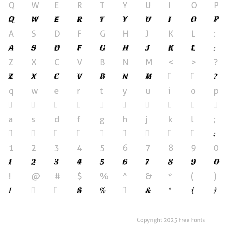 Character Map of Hazel Plain Regular