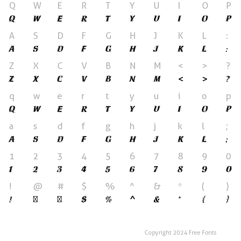 Character Map of Hazel Std Regular