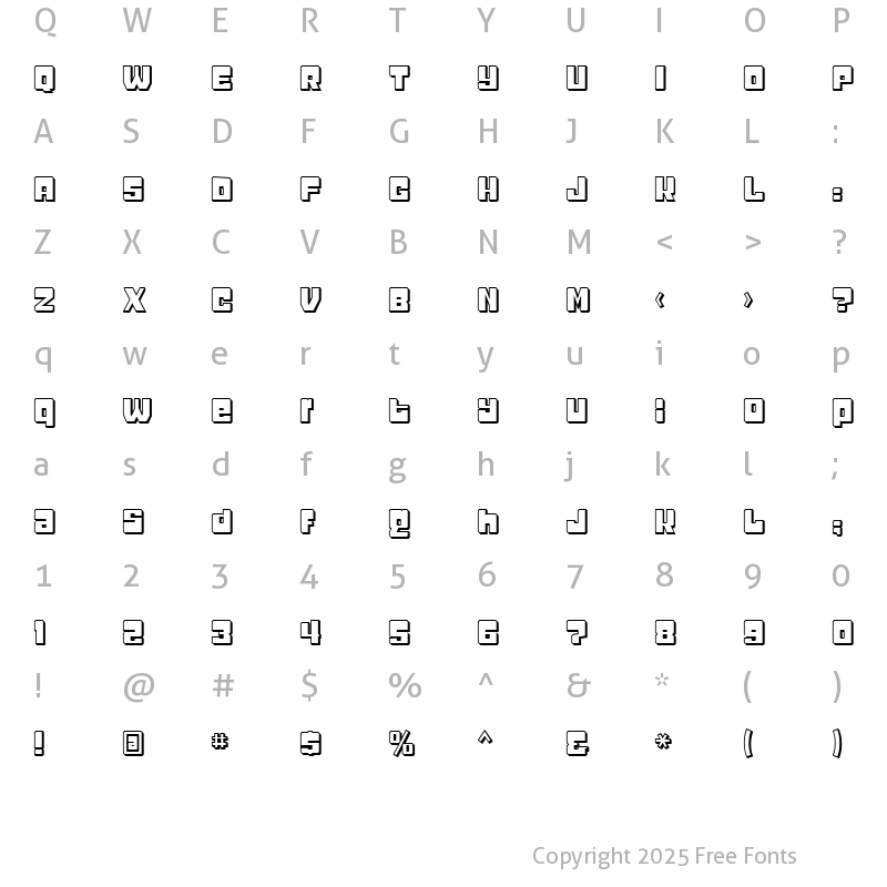 Character Map of Headcold Shadow Regular