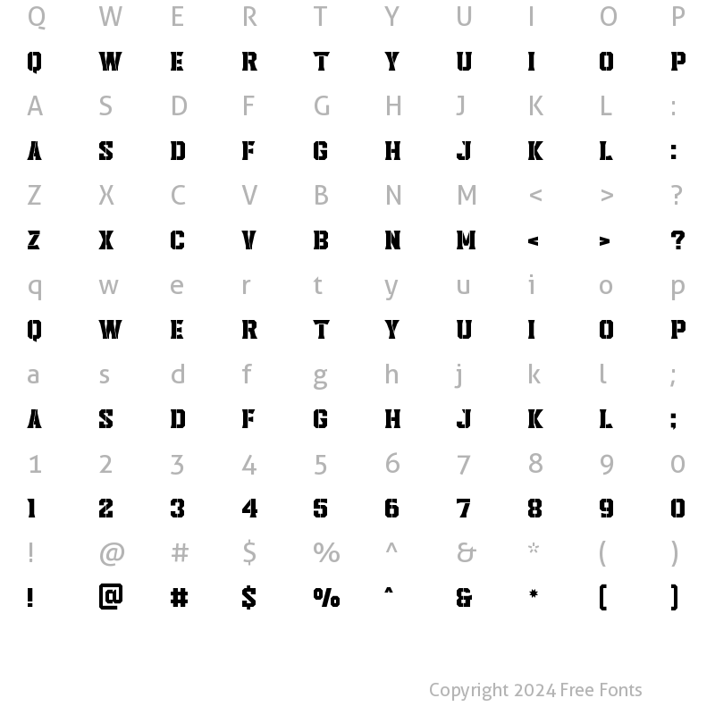 Character Map of Headcorps Stencil