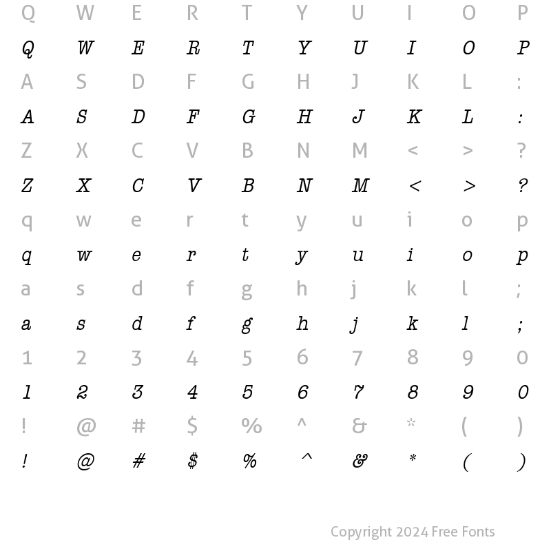 Character Map of Headline Condensed Italic