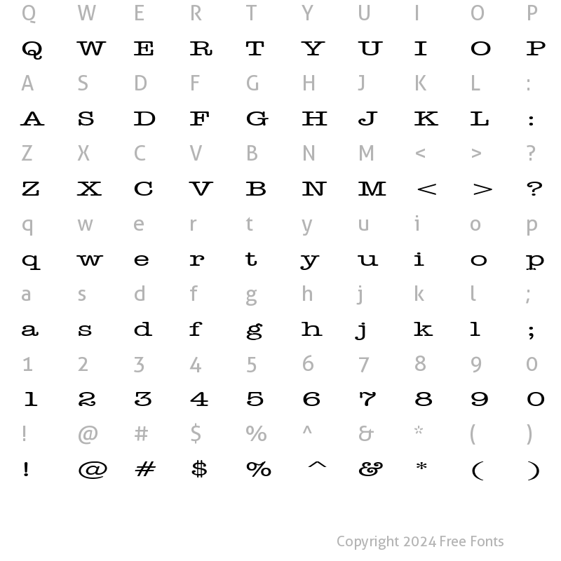 Character Map of Headline Extended Normal