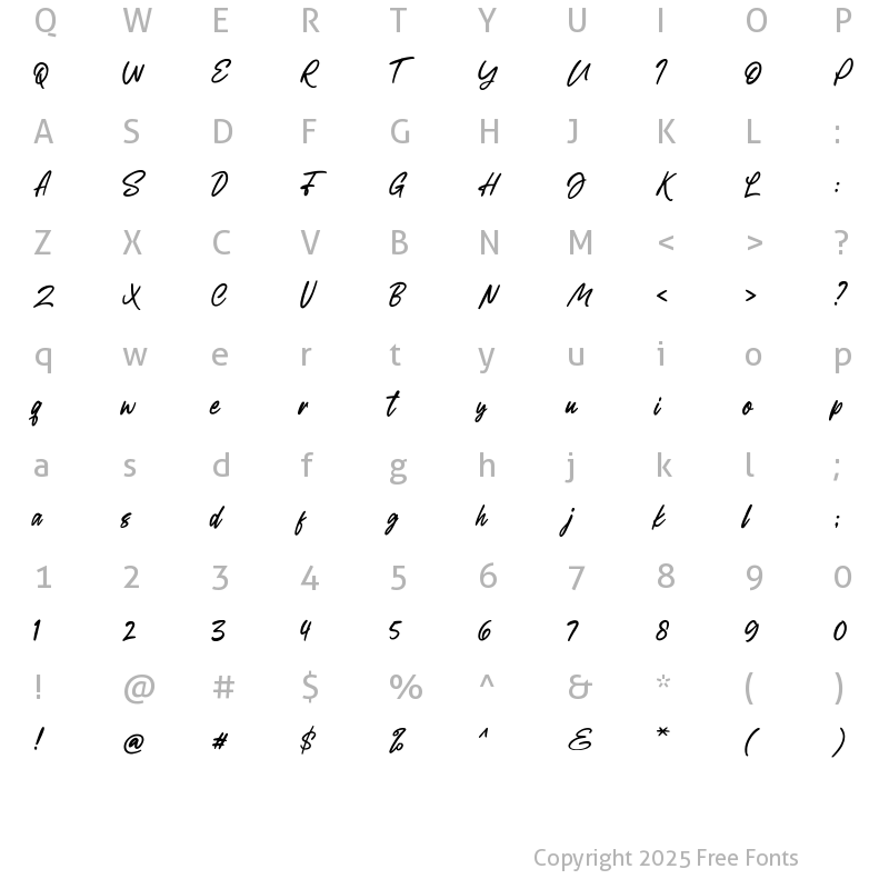 Character Map of Headmista Script Regular