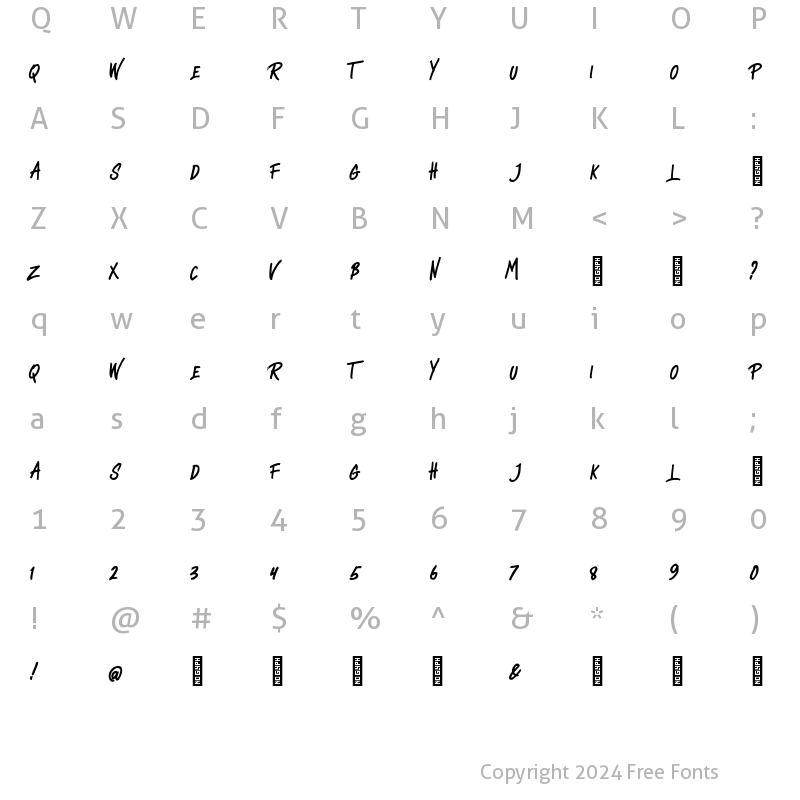 Character Map of Heady Rough Regular