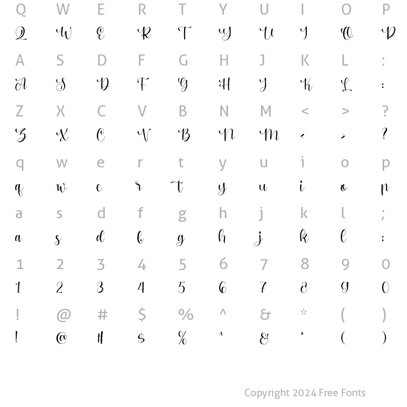 Character Map of Healing Novelia Regular