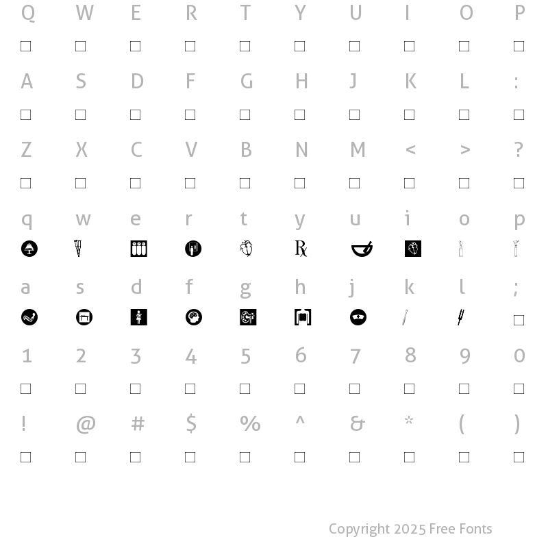 Character Map of HealthcareSymbols Medium