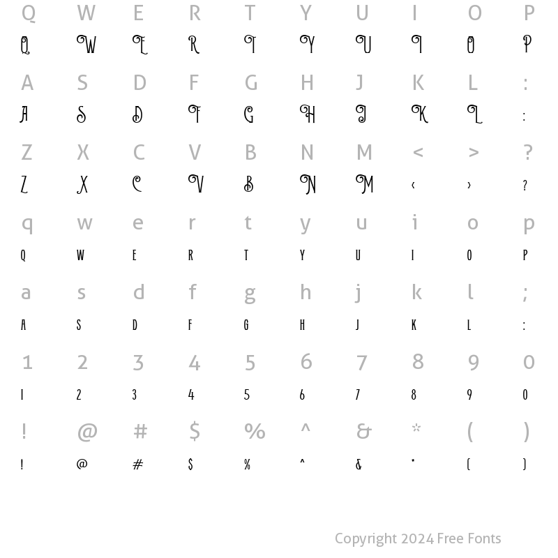 Character Map of Hearly Regular Regular