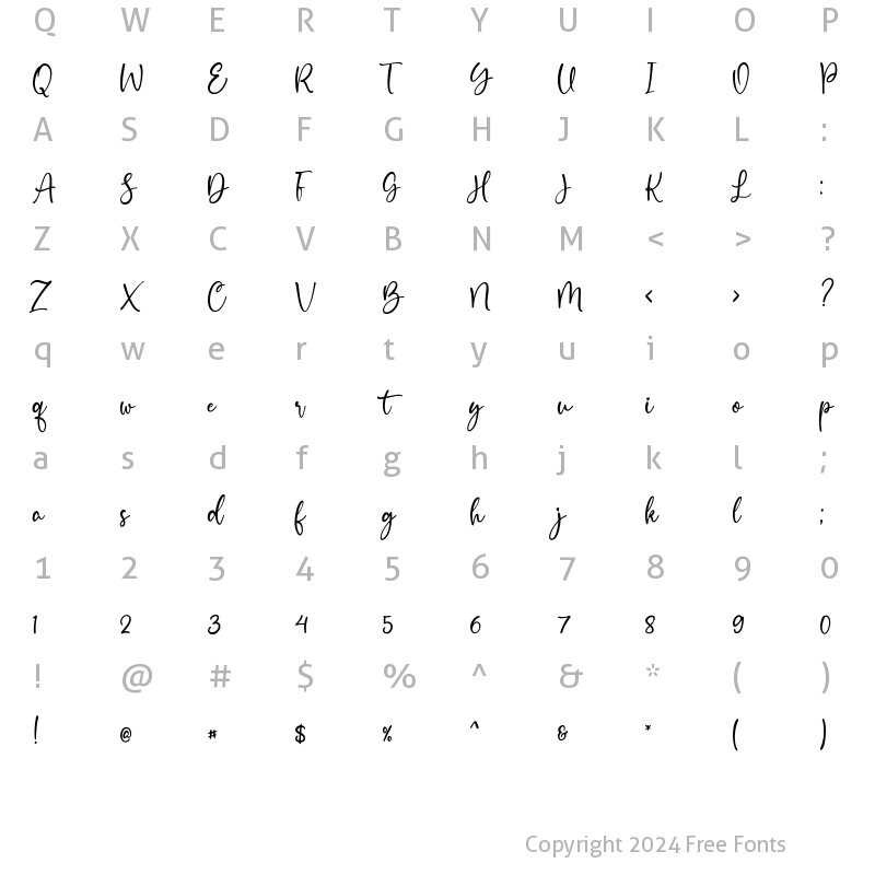 Character Map of Heart Breath Regular