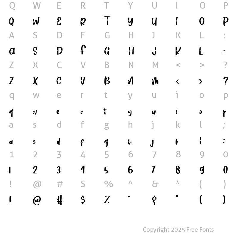 Character Map of Heart Love Version Regular