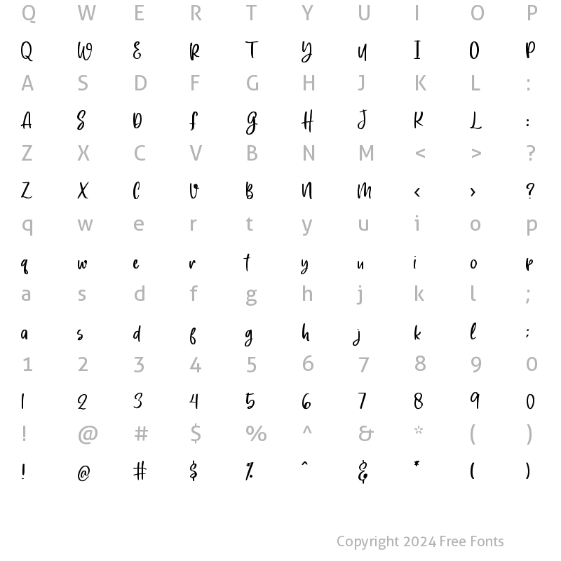 Character Map of Heart Memory Regular