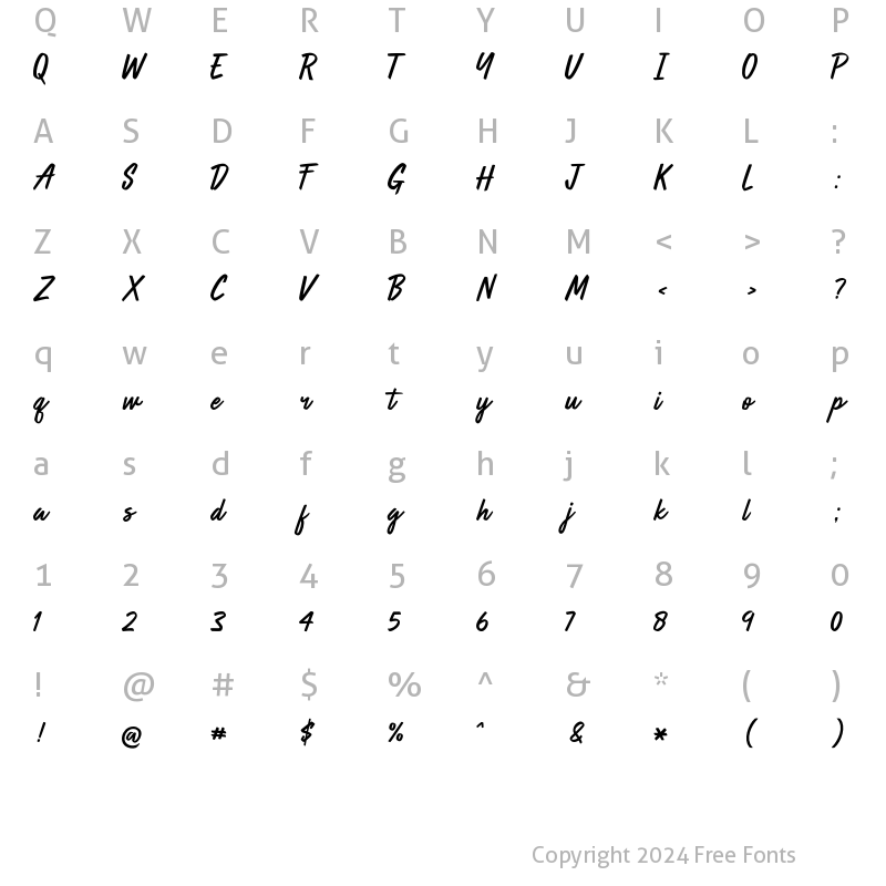 Character Map of Heartbear Regular