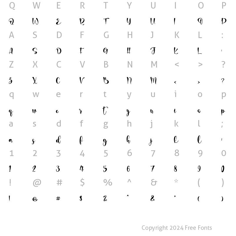 Character Map of heartberry Regular