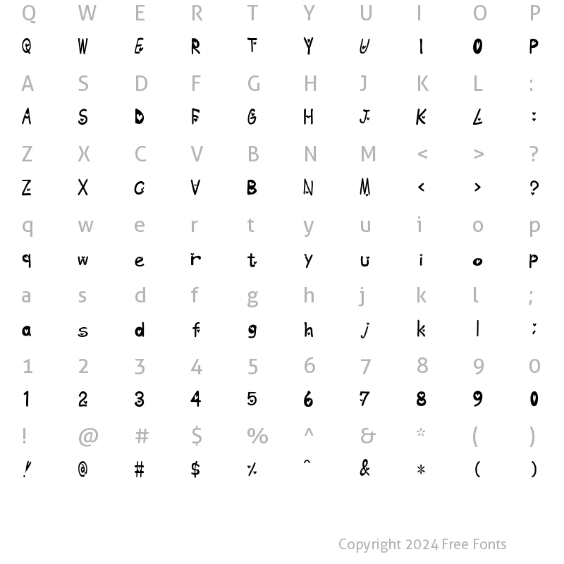 Character Map of heartfont Regular