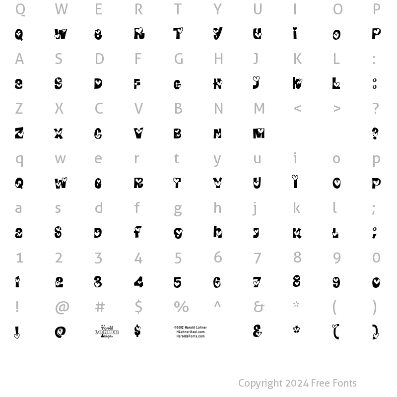 Character Map of HeartlandRegular Regular