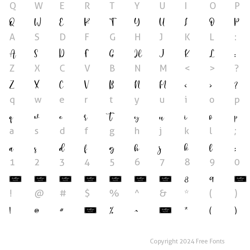 Character Map of Hearttiger - Personal Use Regular