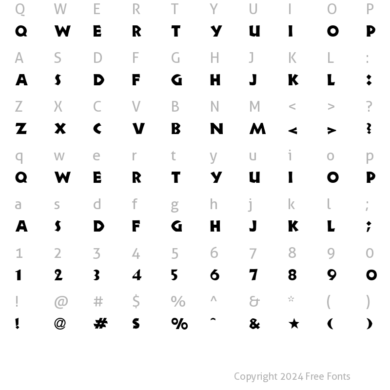 Character Map of Heartwood Display SSi Regular