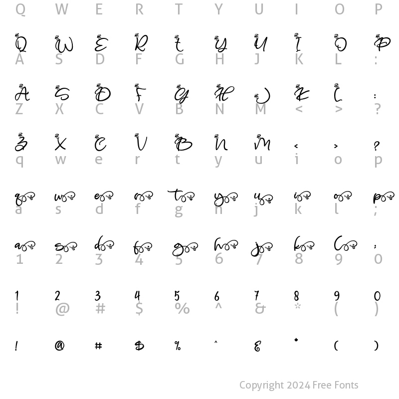 Character Map of Heaster Swash Regular