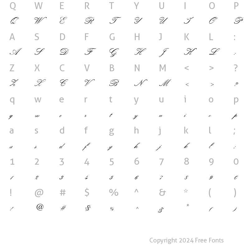 Character Map of Heather Script Two Regular