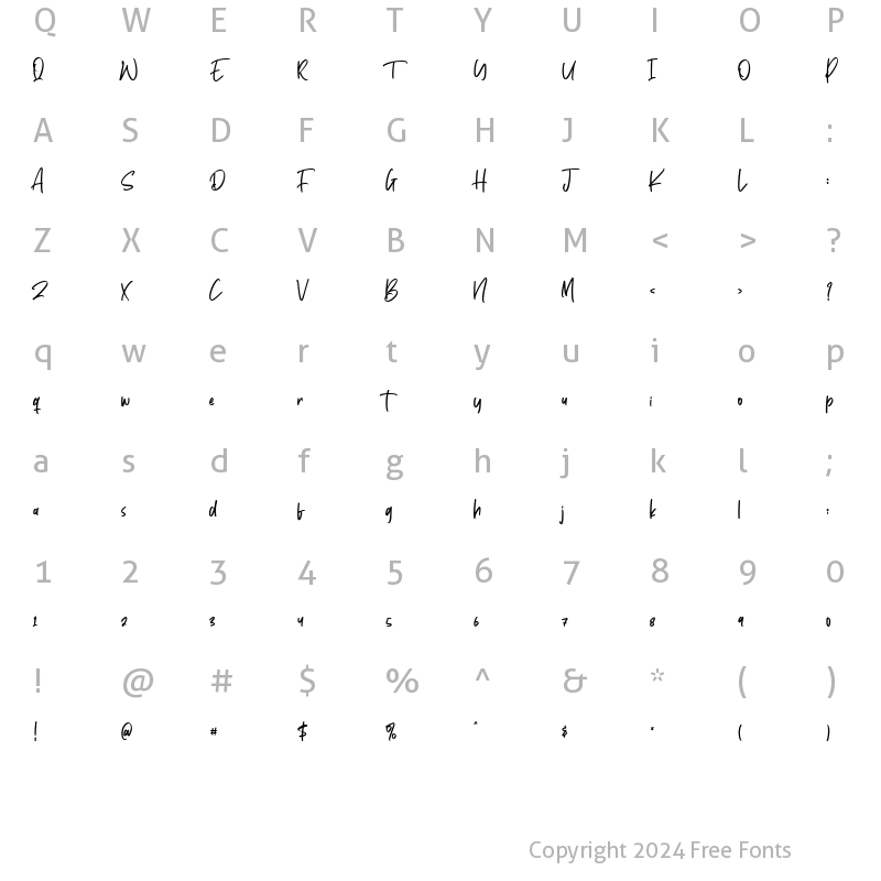 Character Map of Heathers Regular