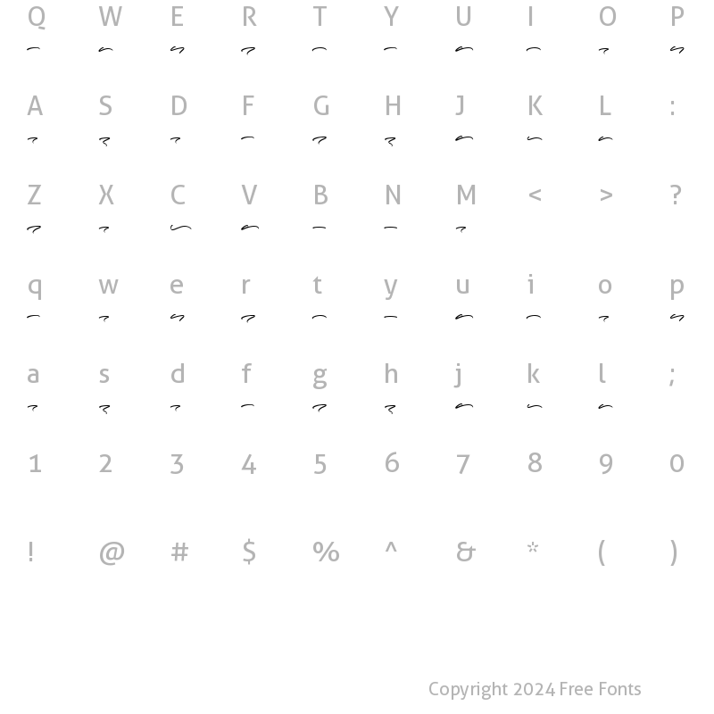 Character Map of Heathers swash Regular