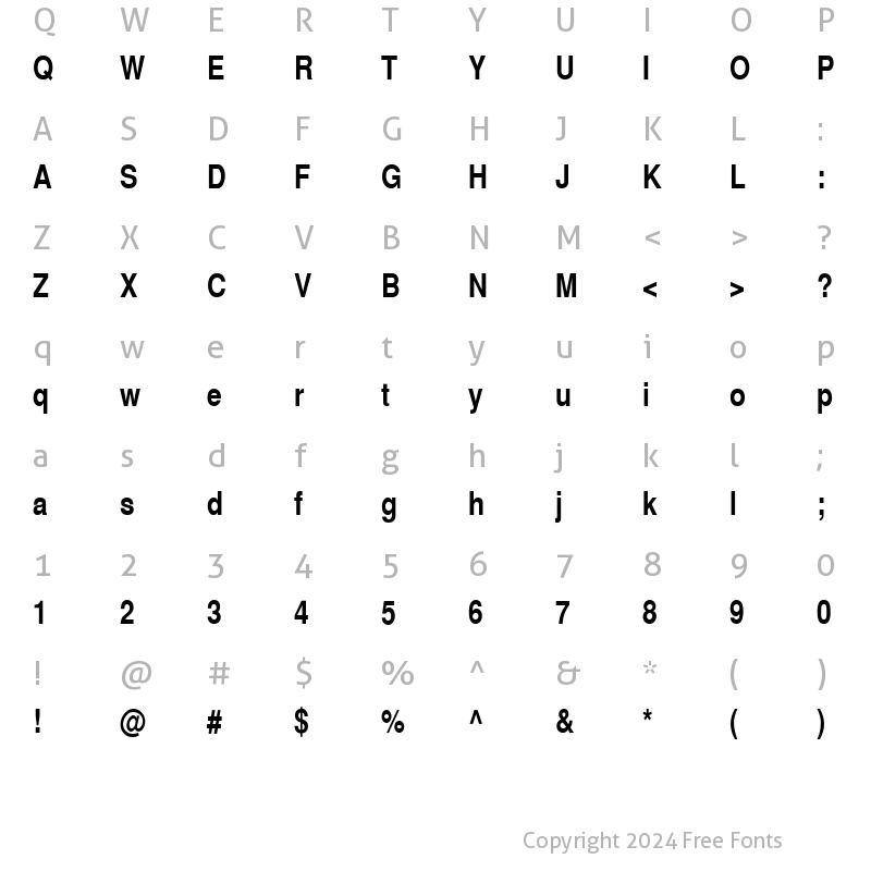 Character Map of HeaveneticaNarrowSH Bold