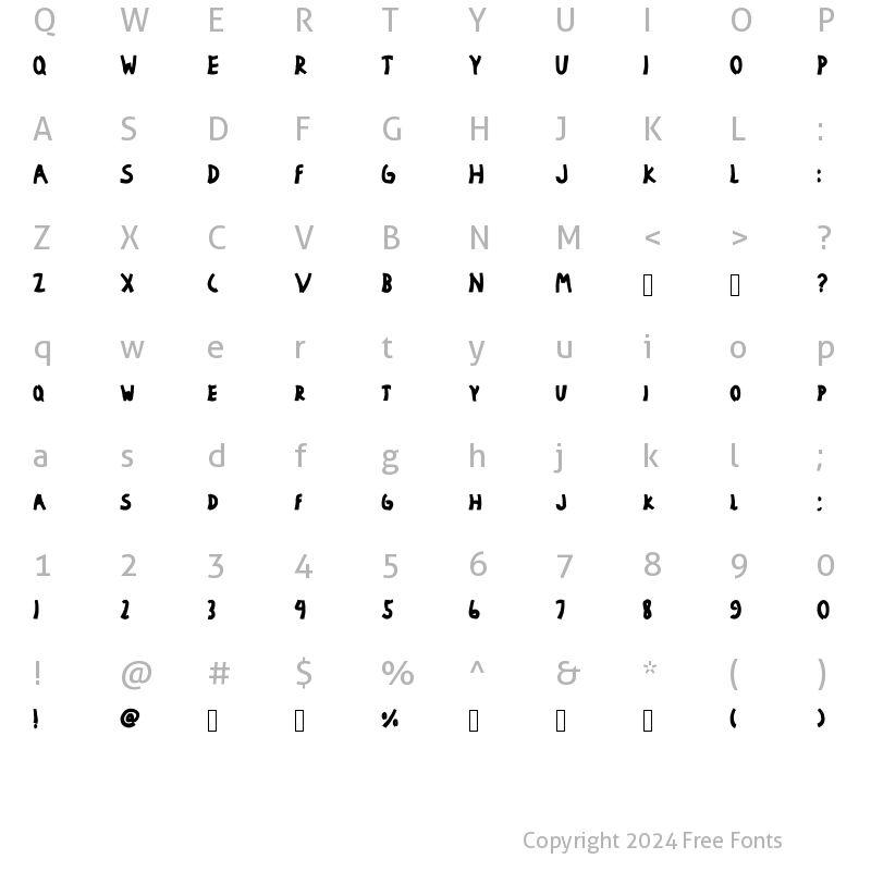 Character Map of Heavily Damaged Regular